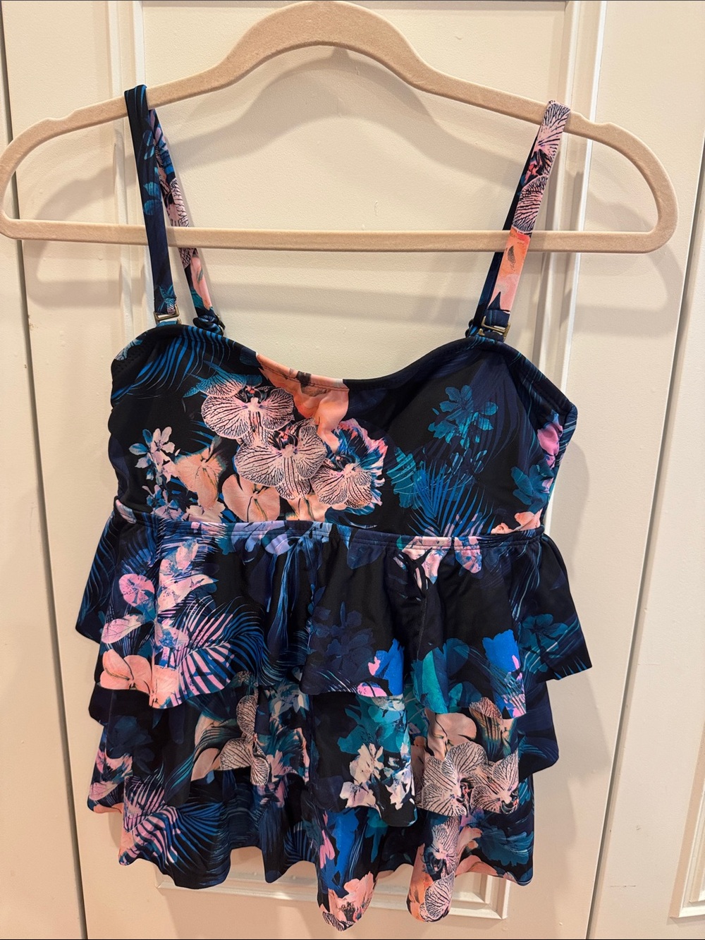 Island Escape Navy Floral Ruffle One-Piece Swimsuit